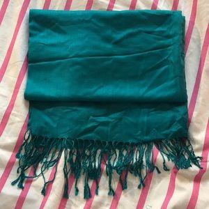 Large Pashmina turquoise tassel scarf